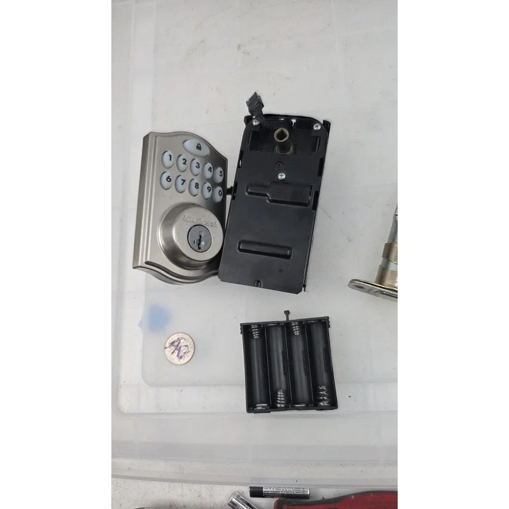 KWIKSET Push Button Electronic Deadbolt: 2 in Door Thick - Max